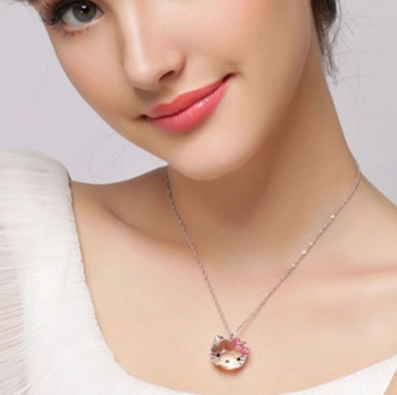 Kristal Tasli Hello Kitty Kolye (Altın Kaplama) - N0347 Görseli